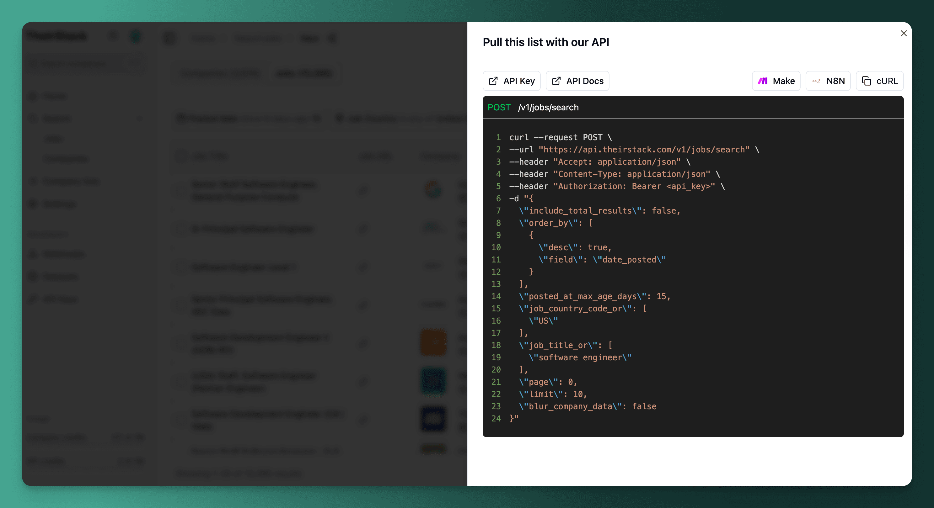 API modal