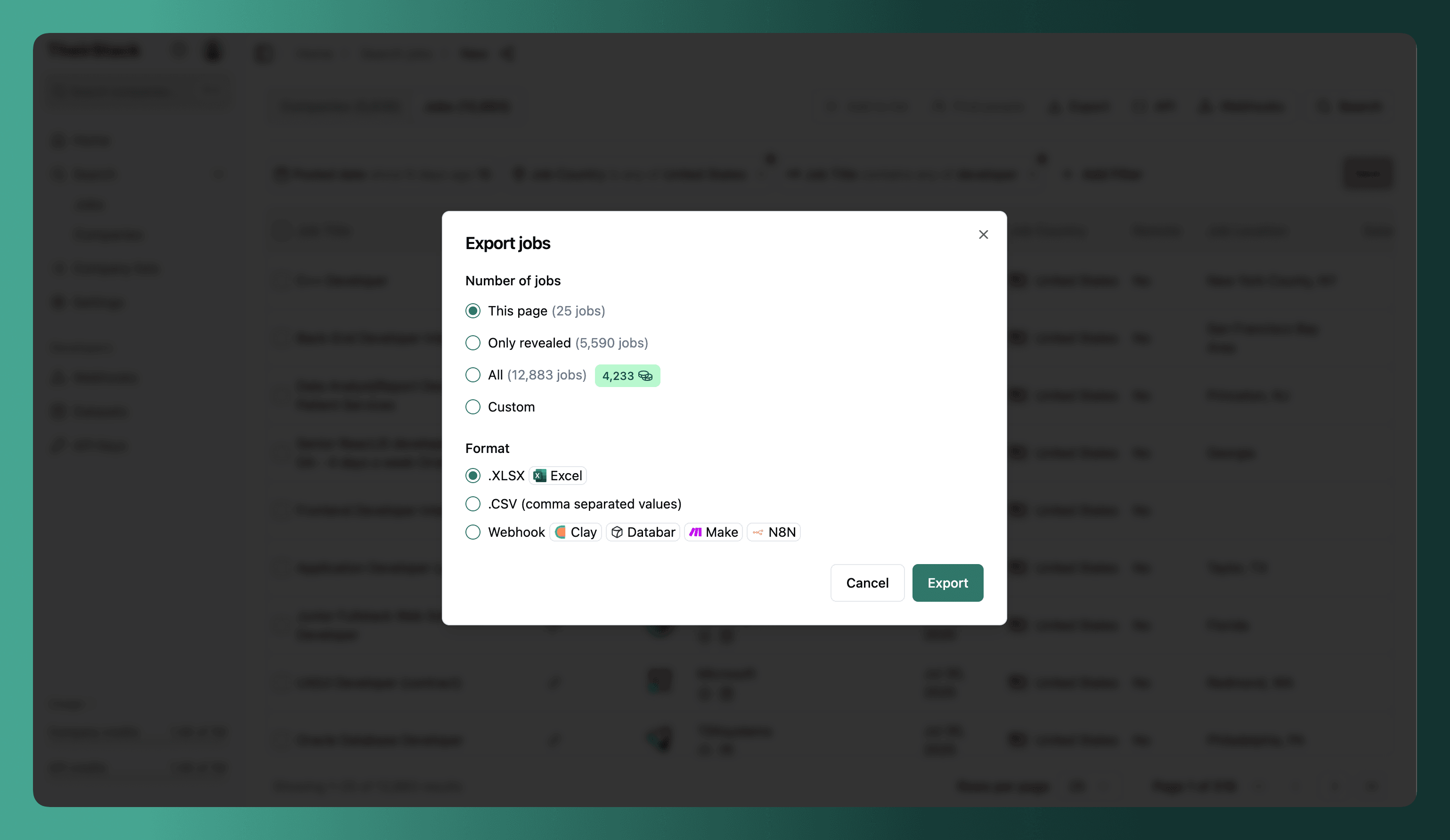 Export Modal