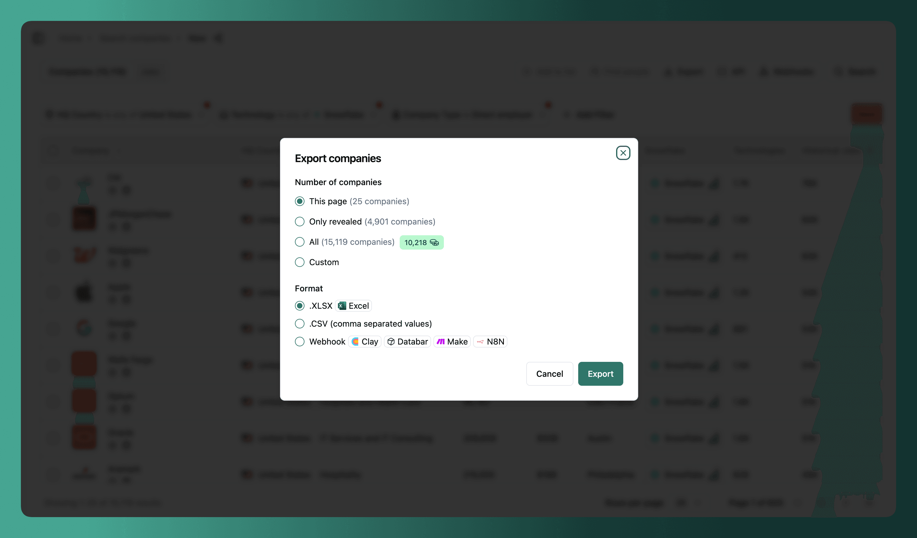 Export Modal