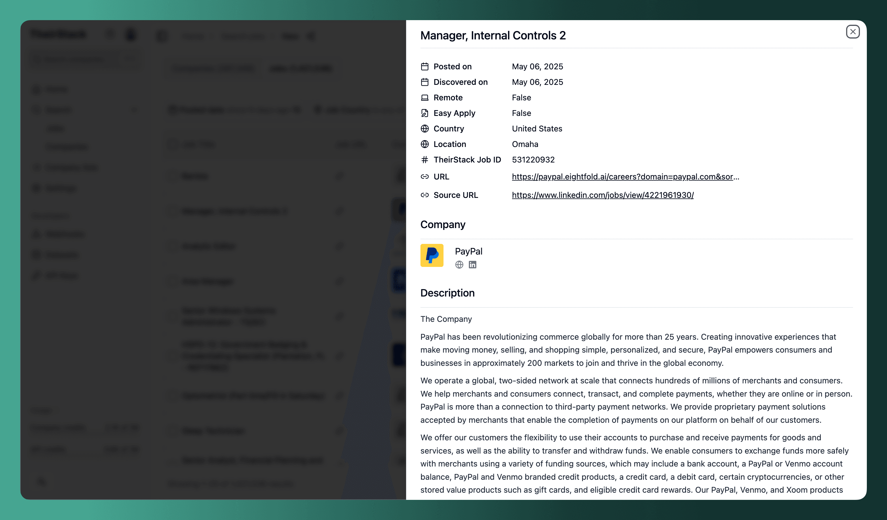 Job modal