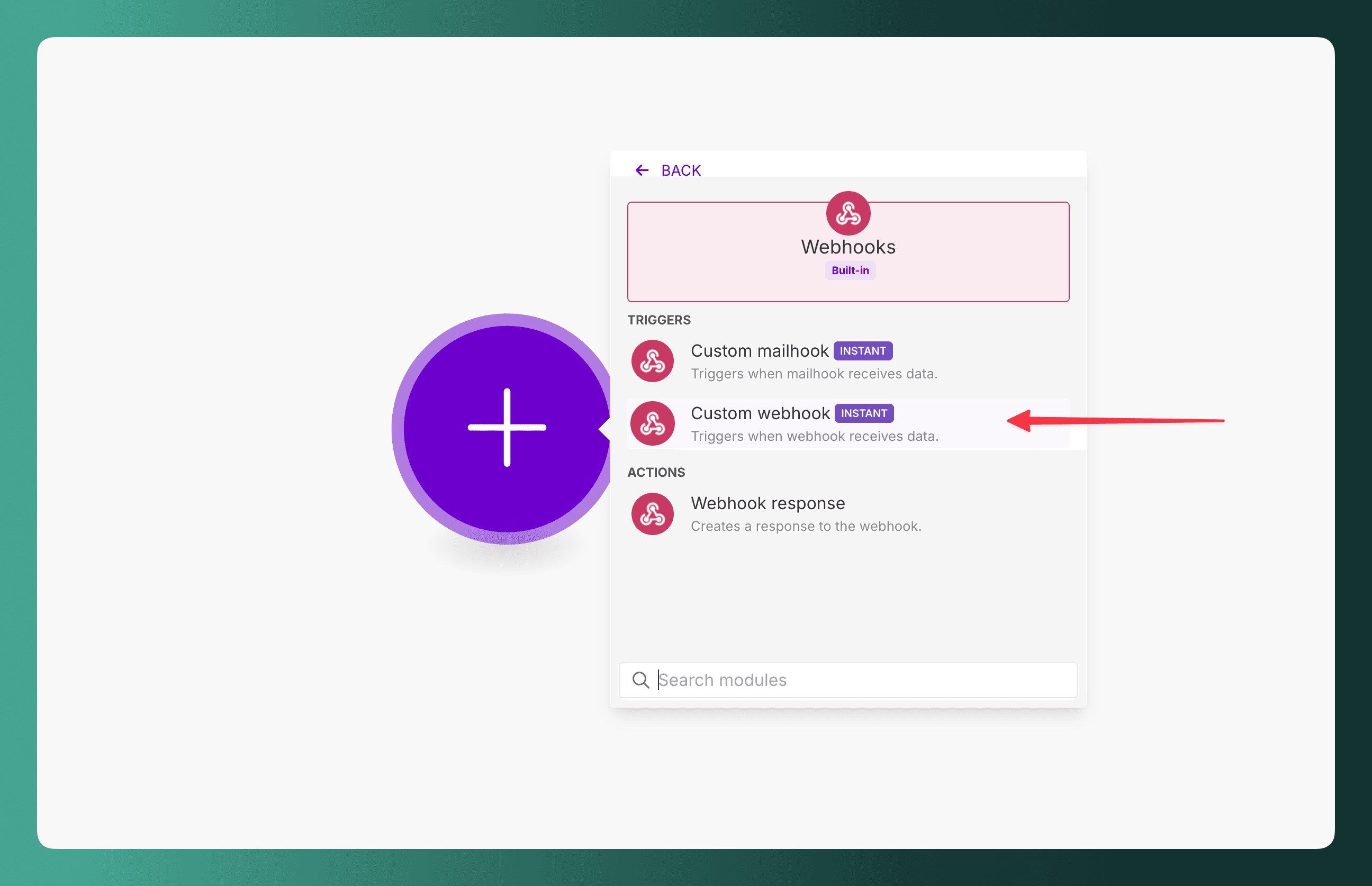 Custom webhook