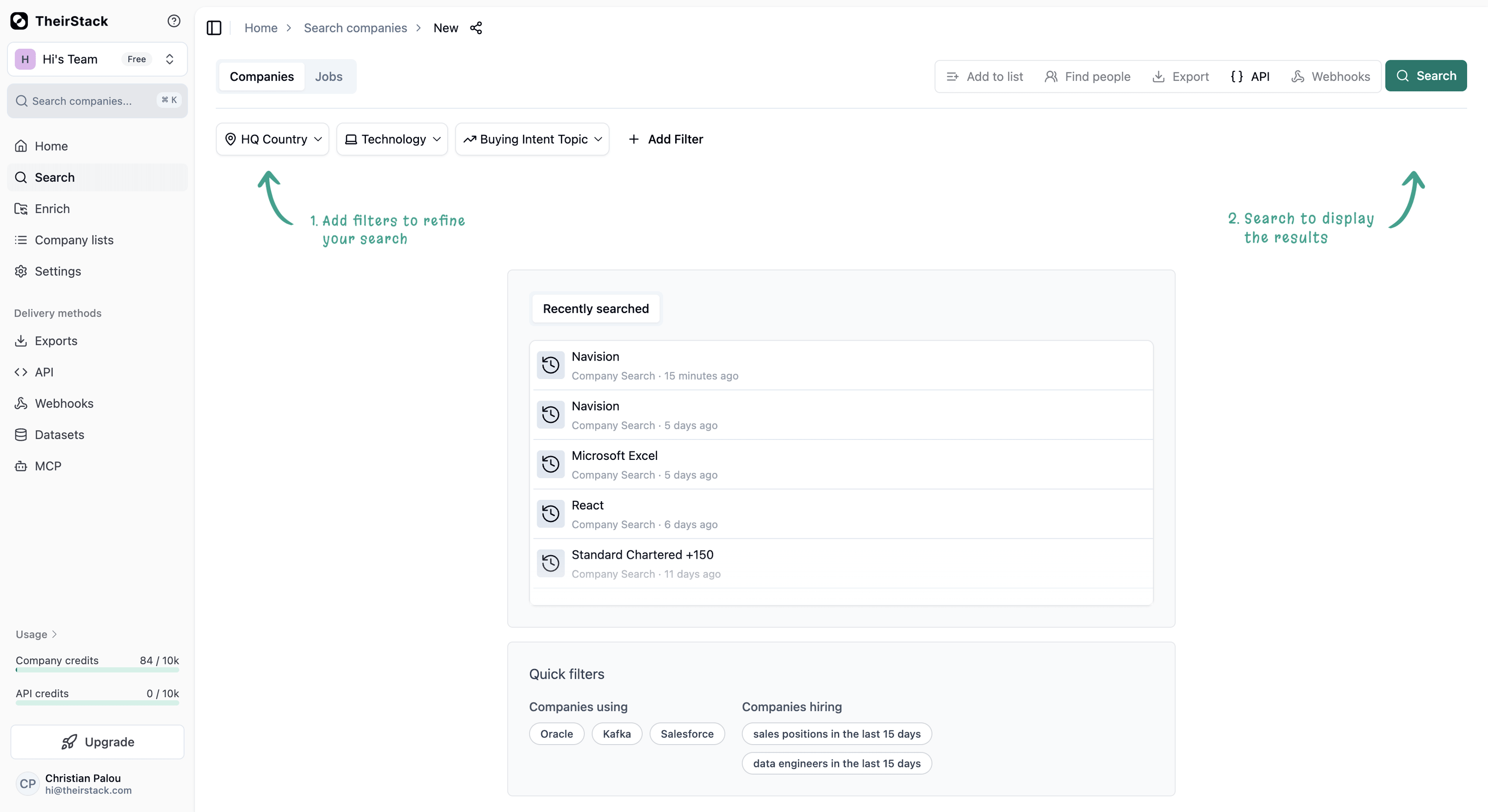 New empty company search