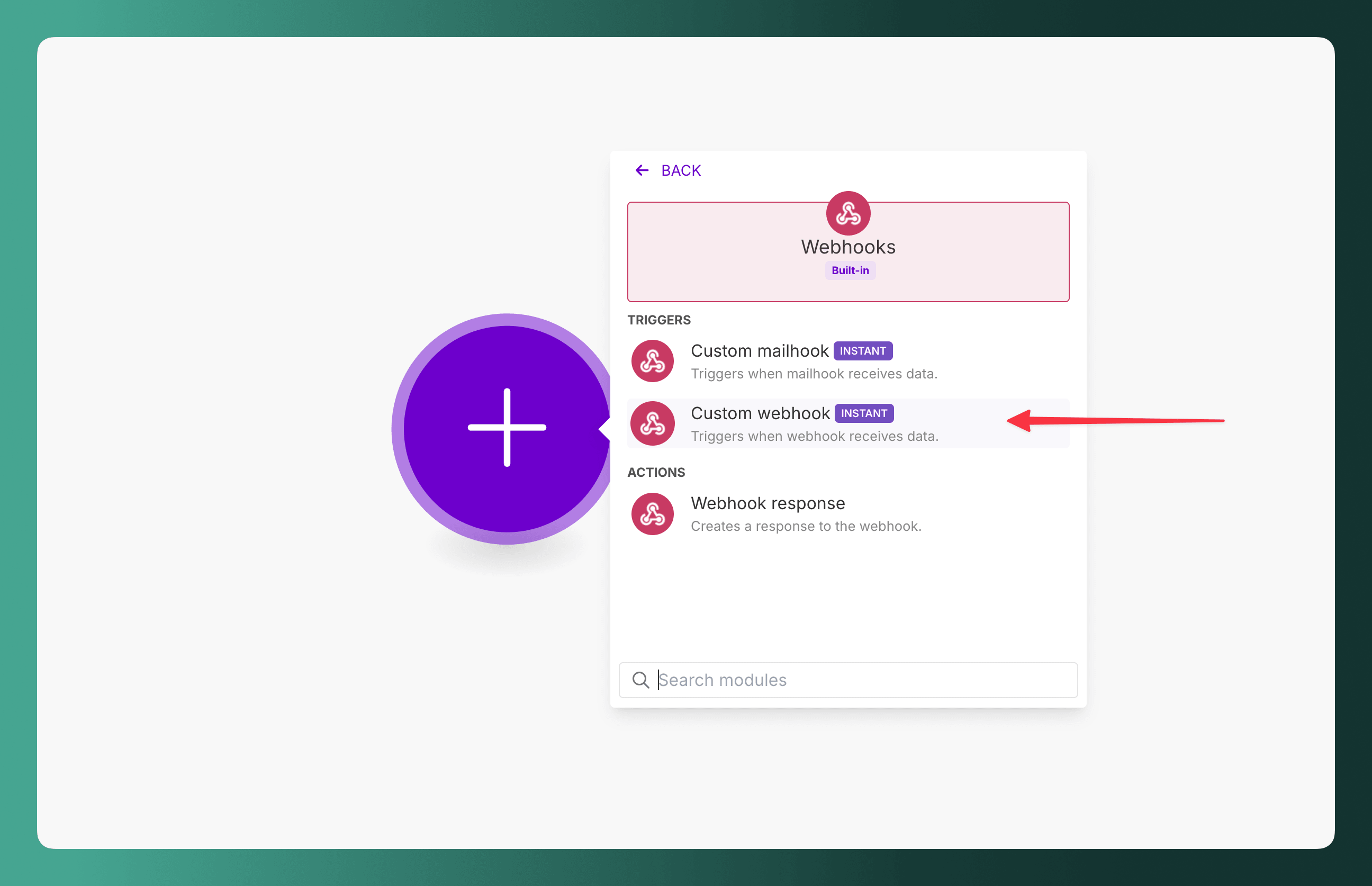 Custom webhook