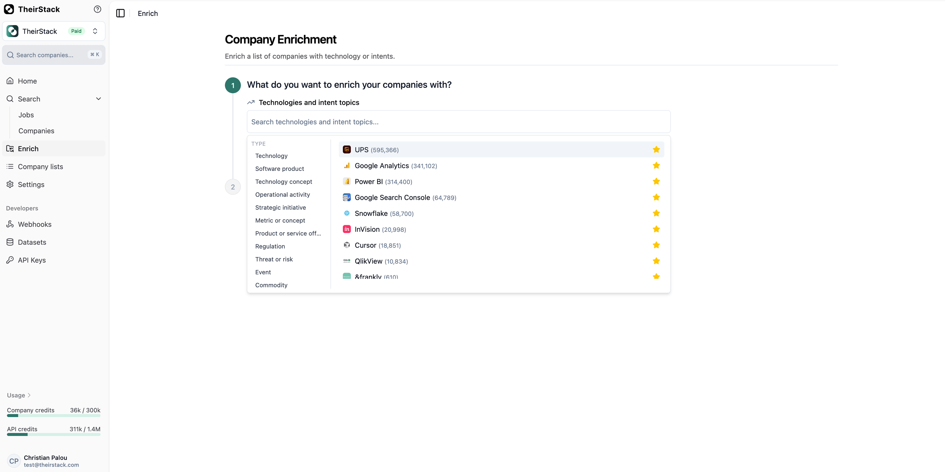 Step 1 — Select technologies