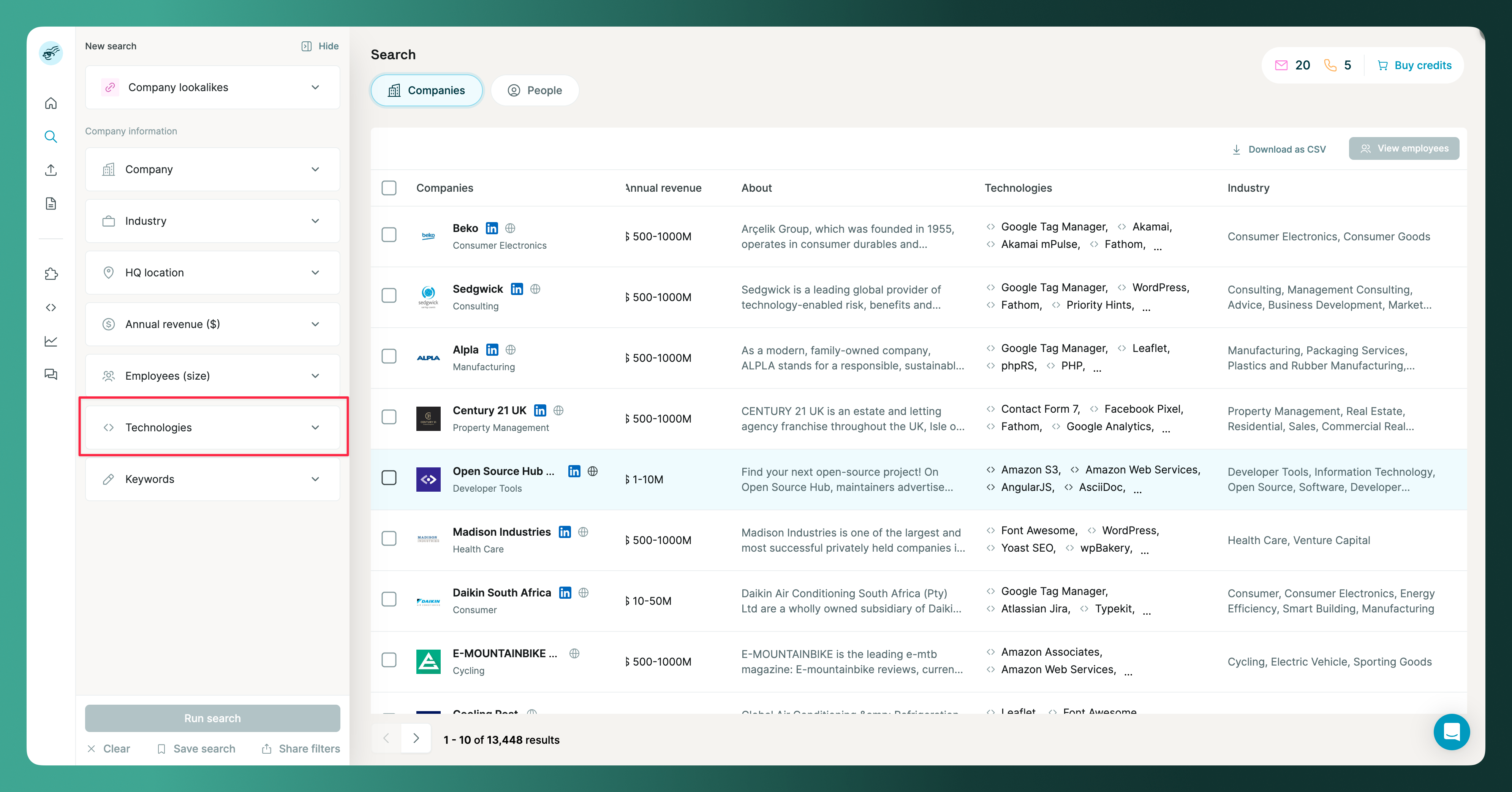 Generic company search