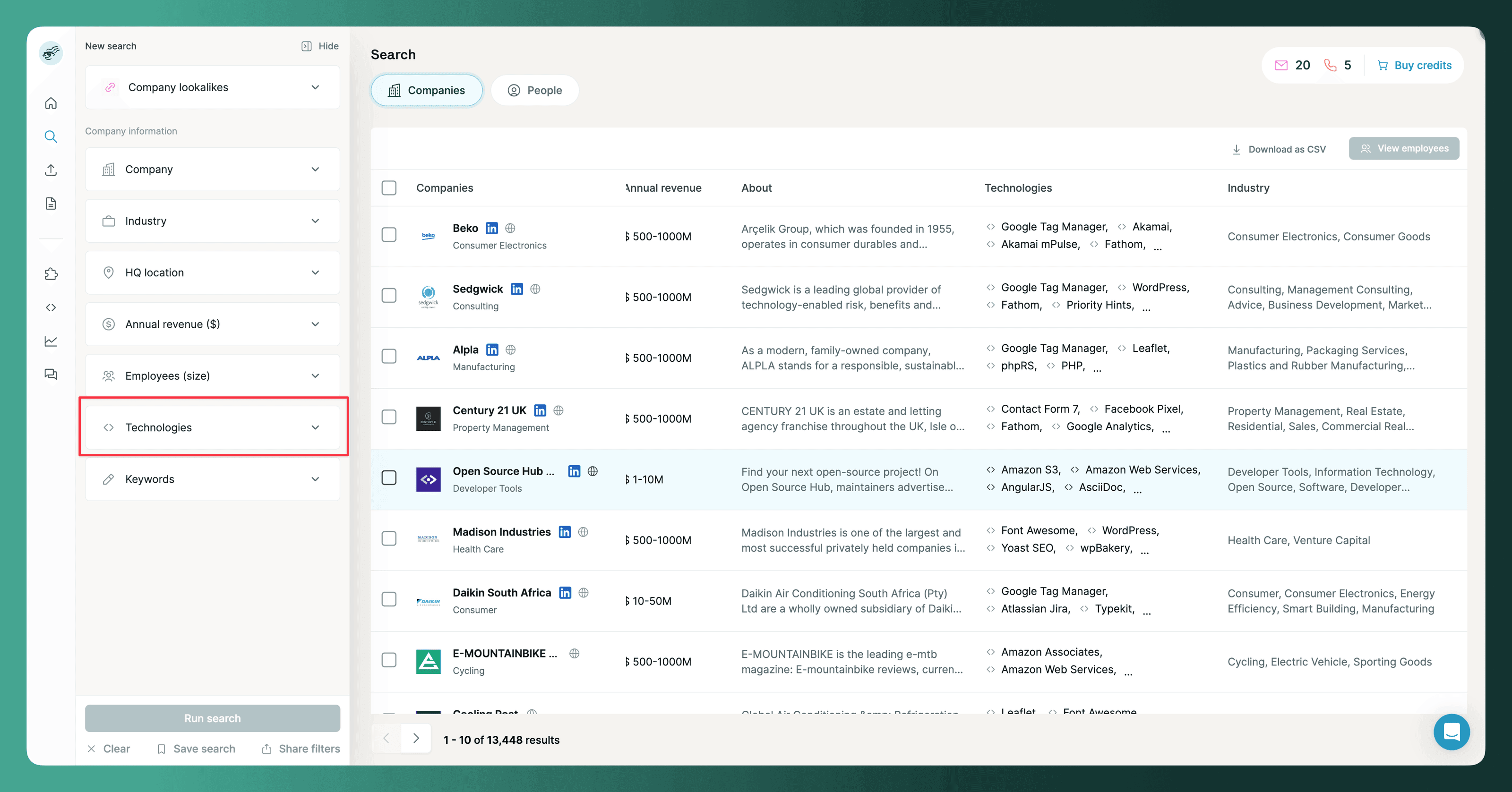 Generic company search