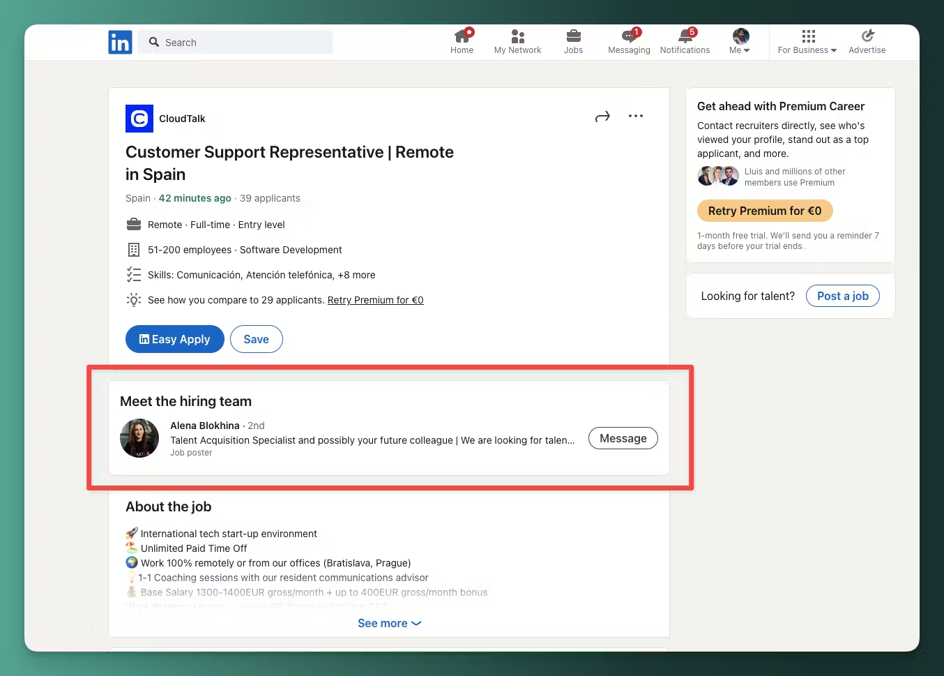 Hiring manager LinkedIn