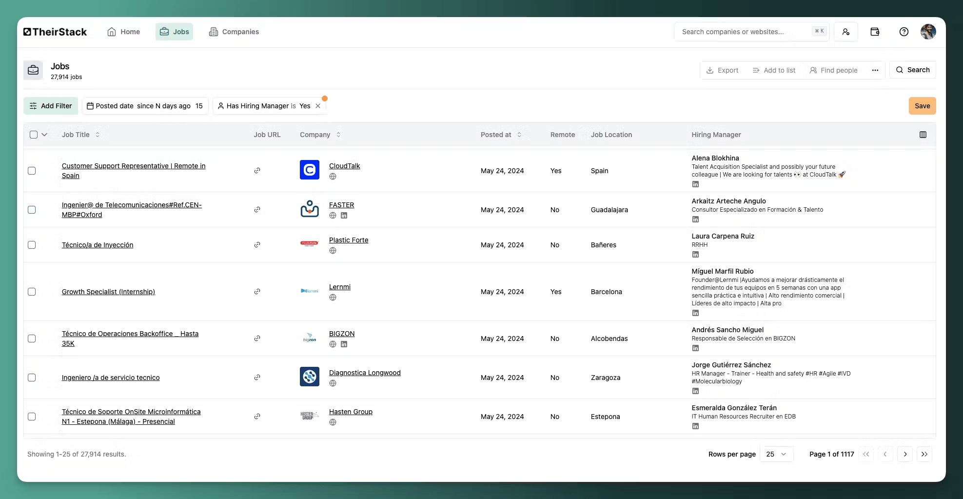 Hiring manager TheirStack