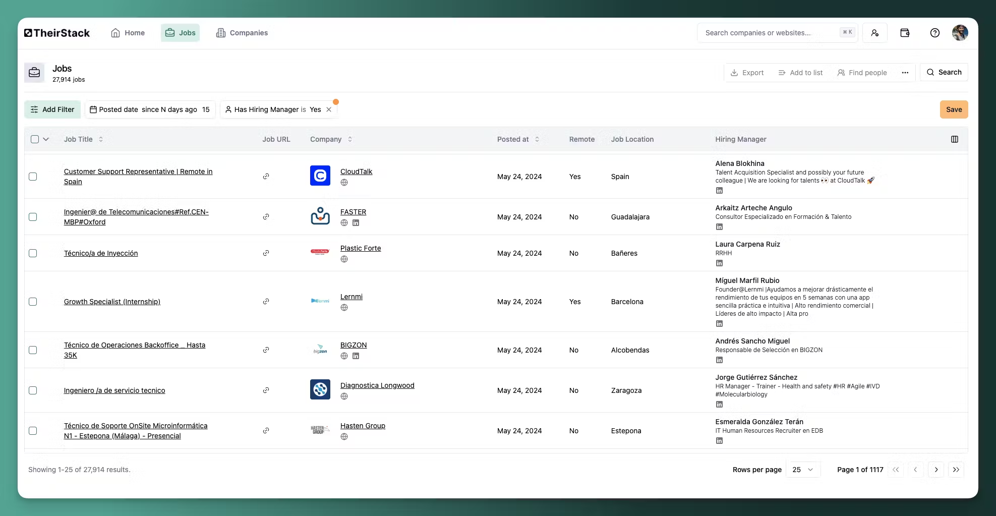 Hiring manager TheirStack
