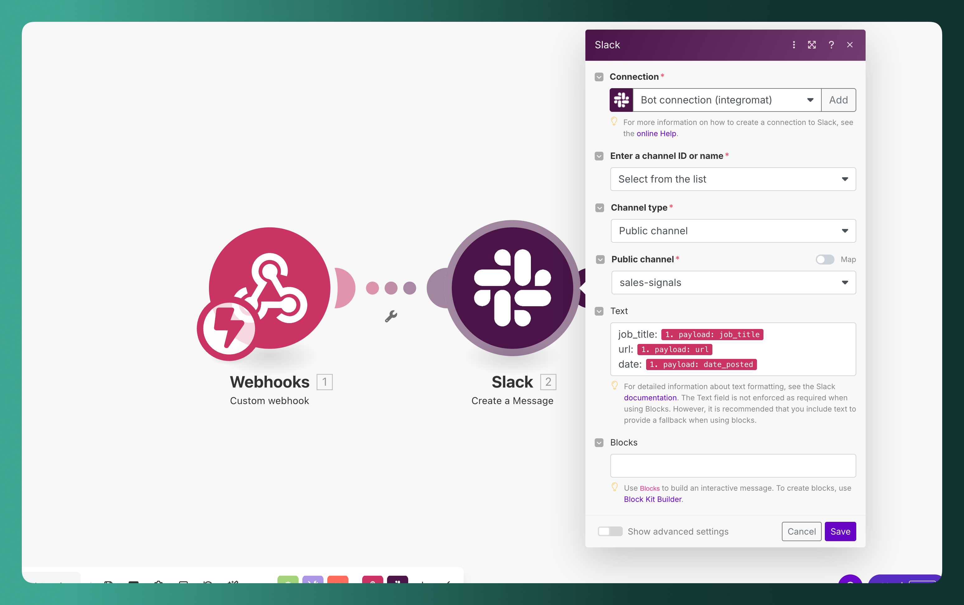 Slack module configuration