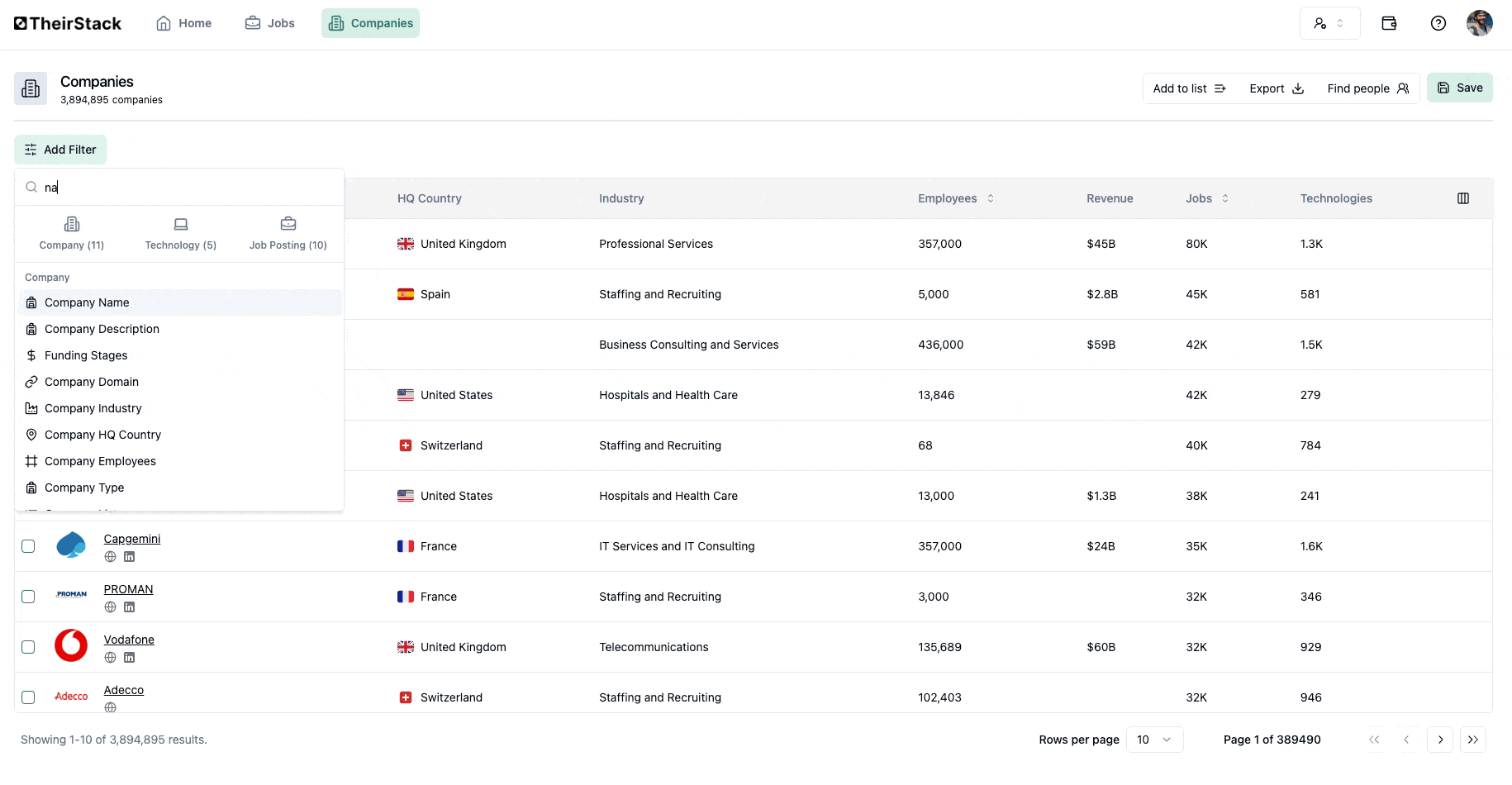 Pasting company names