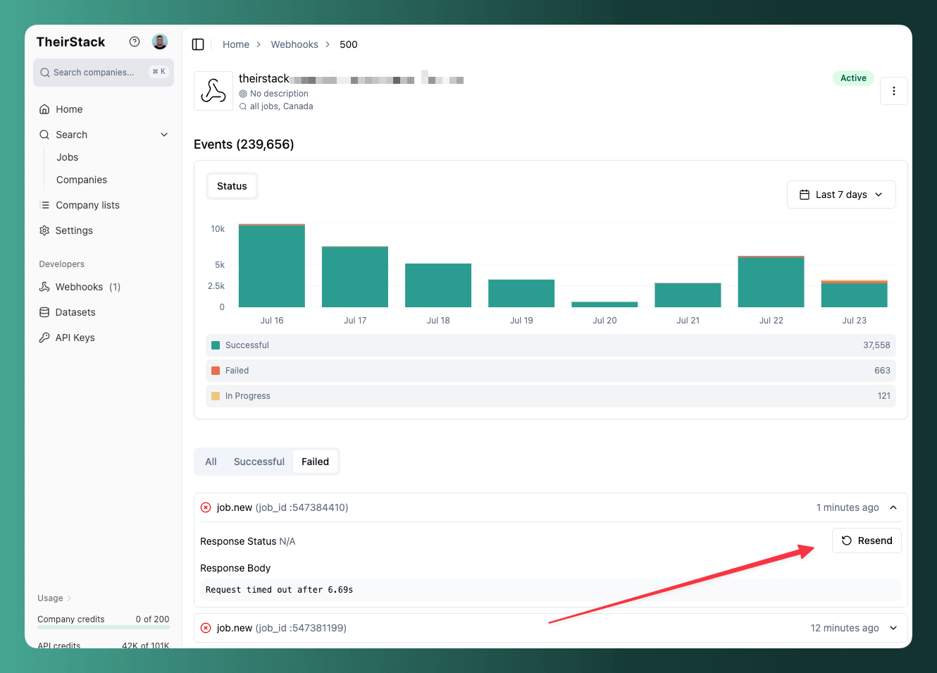 Resend webhook event