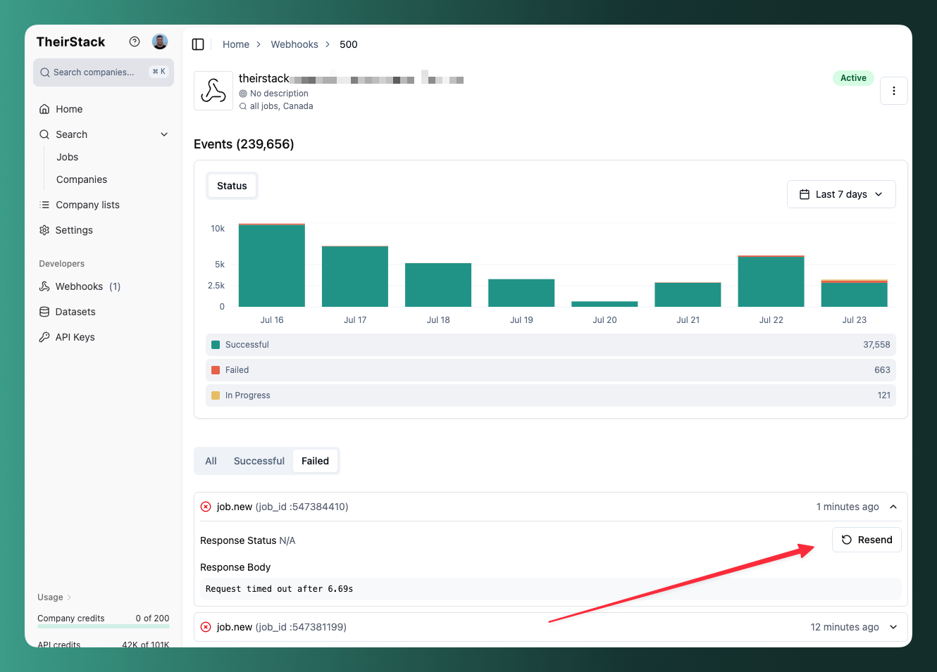 Resend webhook event