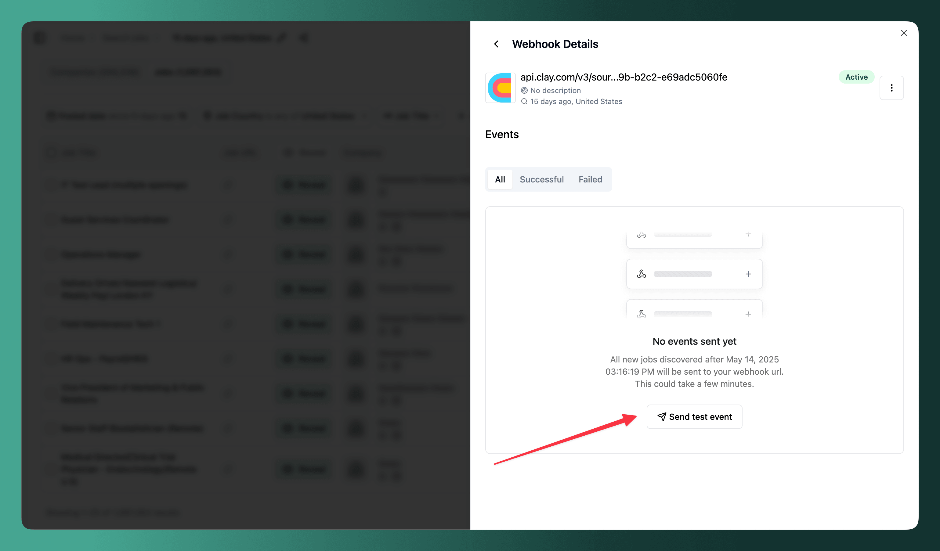 Webhook details page