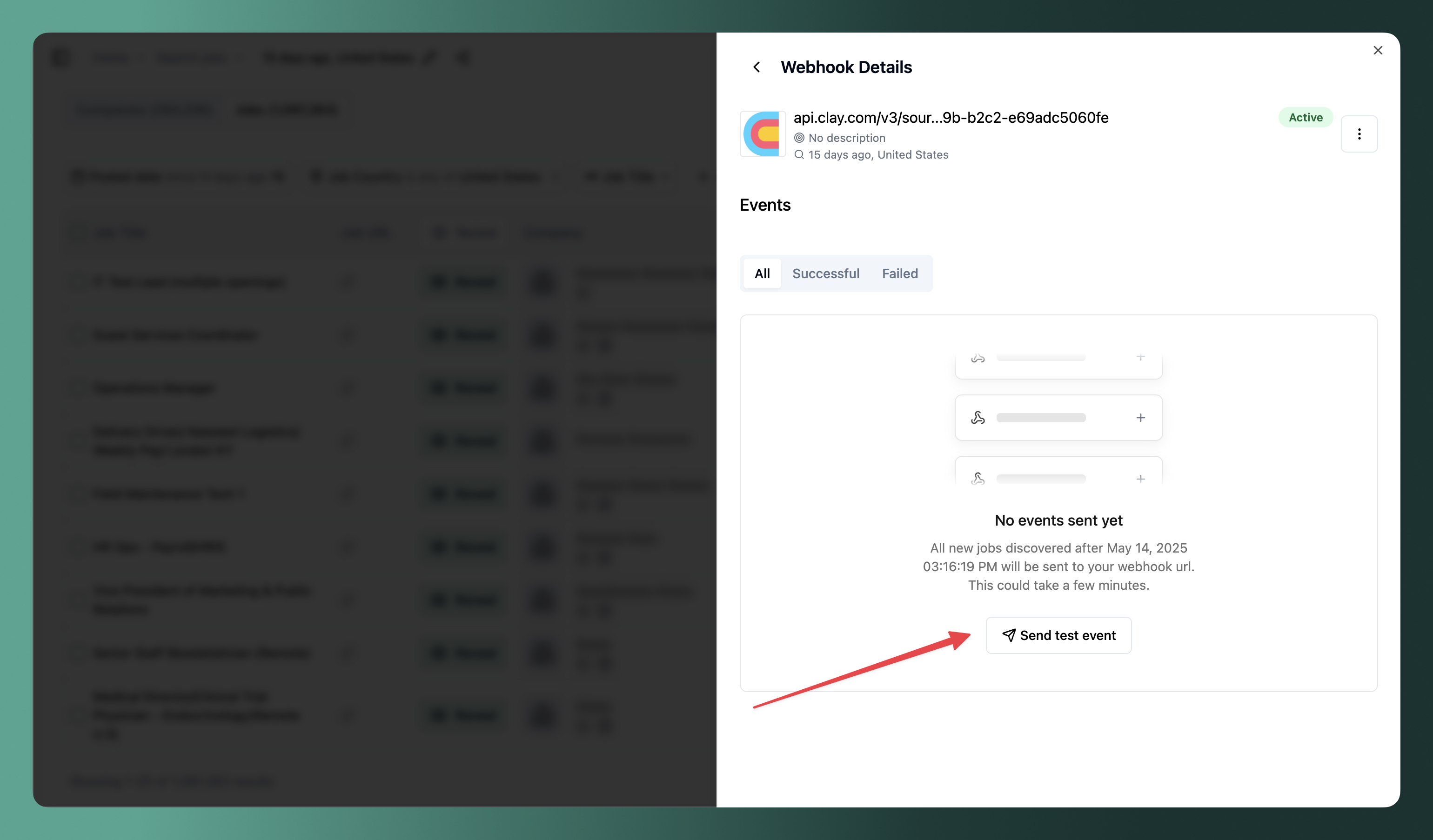 Webhook details page