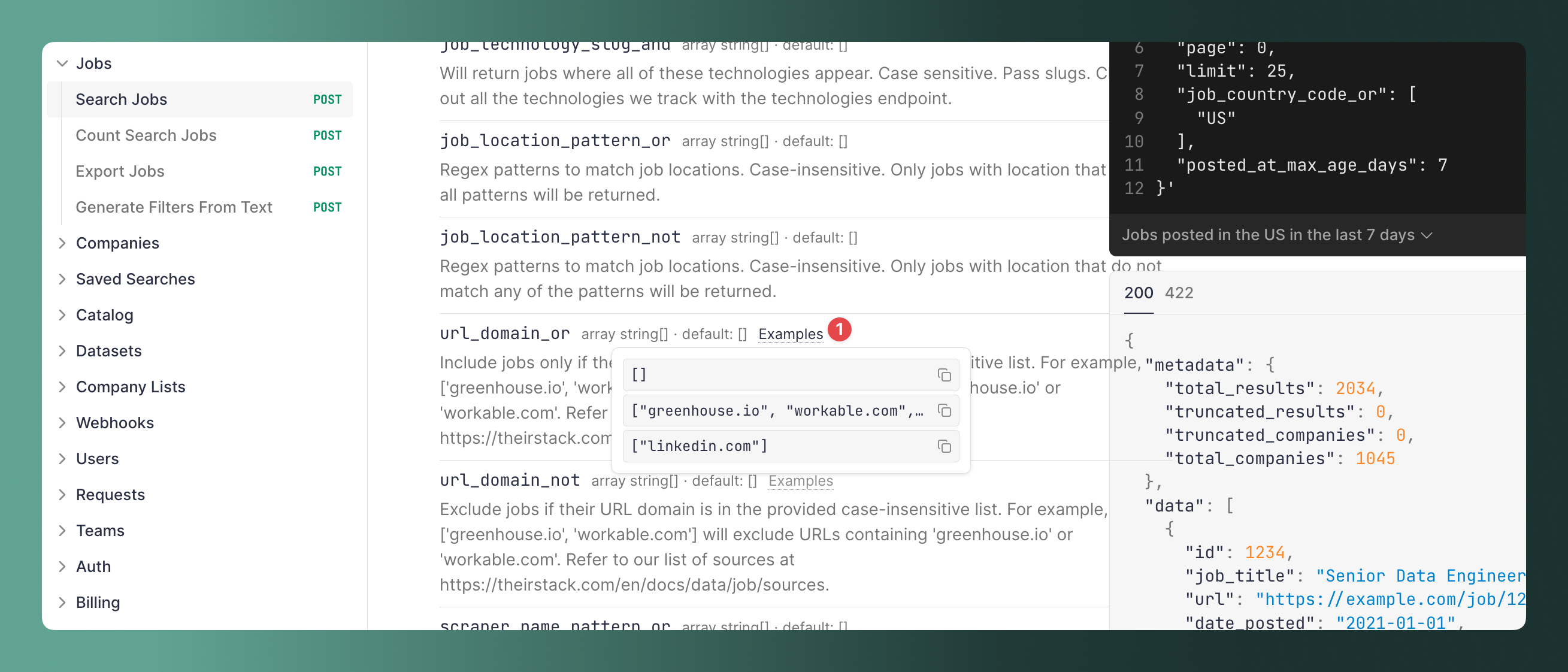 New filters url_domain_or and url_domain_not in Job Search and Company Search endpoints