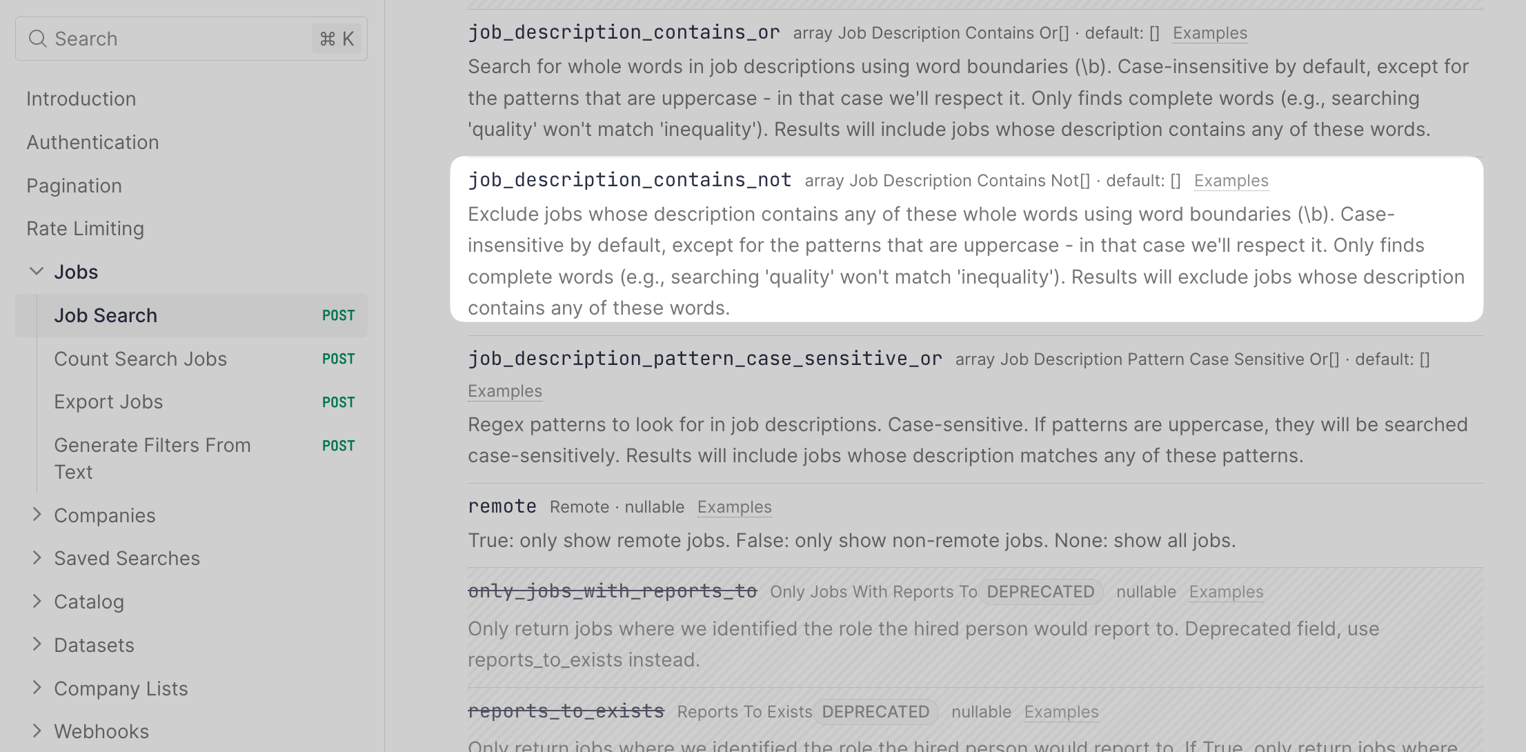 New filter `job_description_contains_not` in Jobs Search endpoint